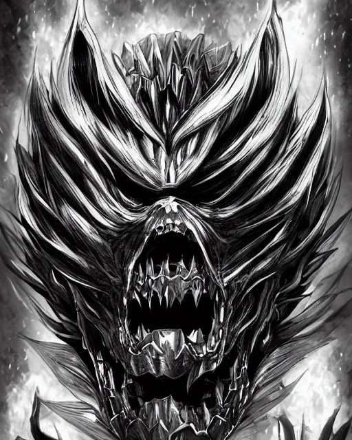 Image similar to A chest with tongue, terrifying, black and white, fantasy art, monster art, in the style of masami kurumada, illustration, epic, fantasy, intricate, hyper detailed, artstation, concept art, smooth, sharp focus, ray tracing