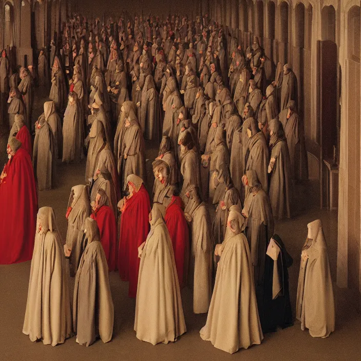 Prompt: handmaids tale, by jan van eyck, 8 k, medium - format print