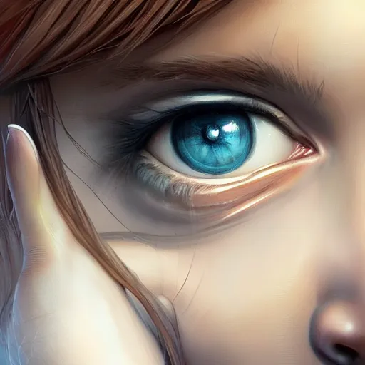 Image similar to ! close up of a pretty girls eyes, holy, character concept art, intricate complexity, by wlop, by charlie bowater, by quixel megascan, by artgerm and by ilya kushinov