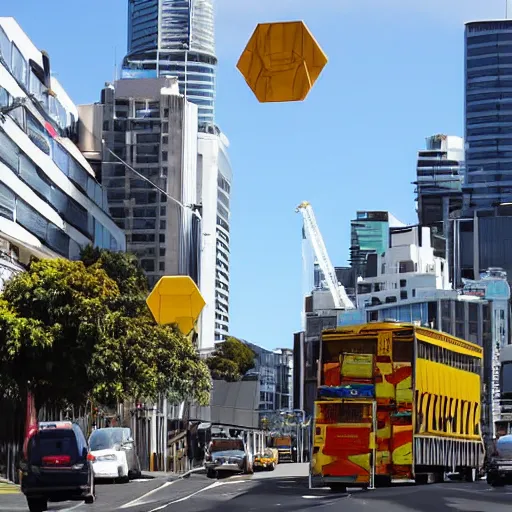 Image similar to Auckland City being taken over by giant bees