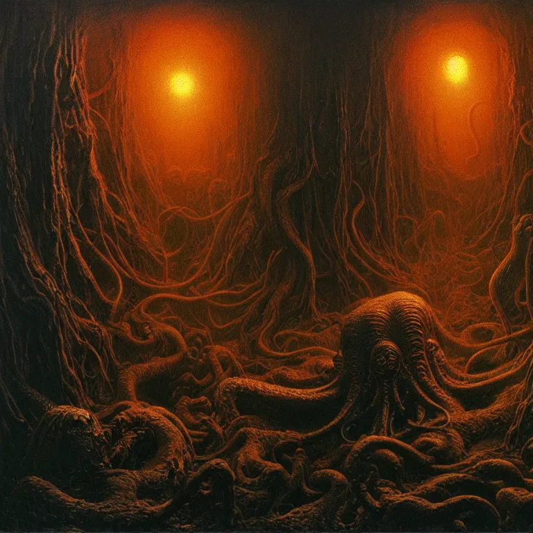 Image similar to a cinematic scene from the cthulhu, concept art by beksinski and jean delville, dramatic lighting, ultra hd, hdr, 8 k