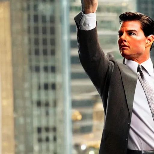 Image similar to tom cruise in wolf of wall Street movie, movie still