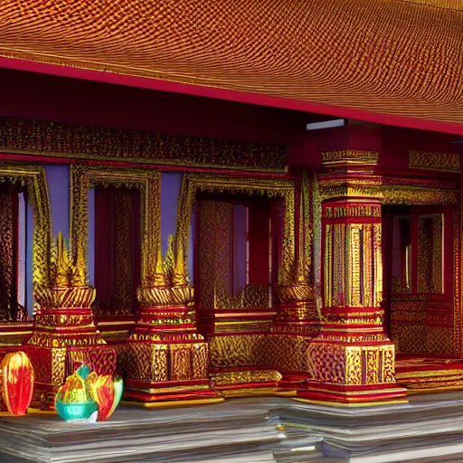 Prompt: Thai temple, 3d render