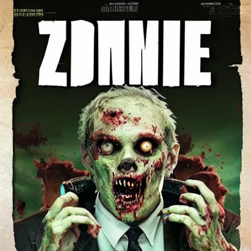 Image similar to zombie wearing vr, movie poster, text reads zombie