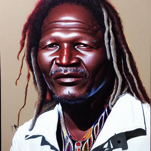 Prompt: portrait of alpha blondy by deodato, very detailed, 4 k