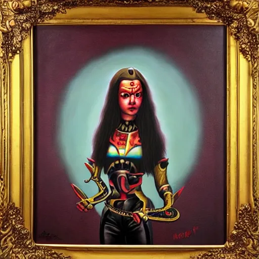 Image similar to Klingon girl, lowbrow painting by Mark Ryden