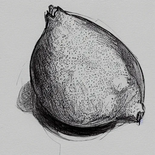 Image similar to professional liner sketch of a lemon