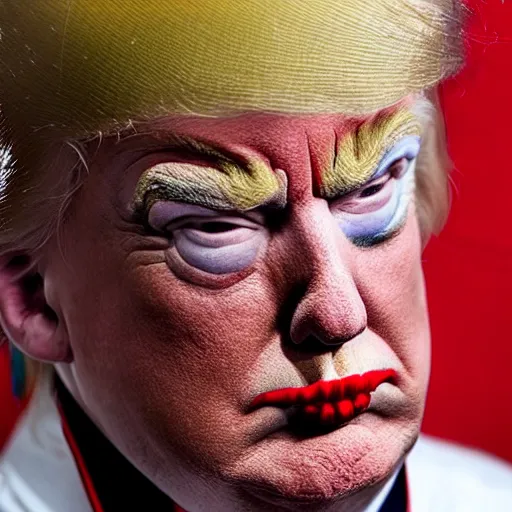 Image similar to donald trump with clown makeup, 4k