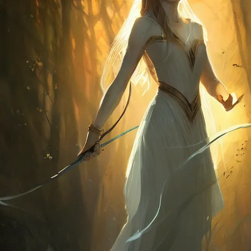 Image similar to A beautiful picture of galadriel by greg rutkowski and Kalin Popov, trending on artstation