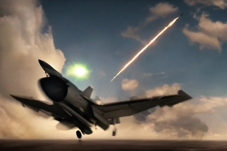 Image similar to a cinematic painting of a fighter jet, hitting sonic boom, beautiful lighting, high depth, ultra realistic, artistic, by zack snyder