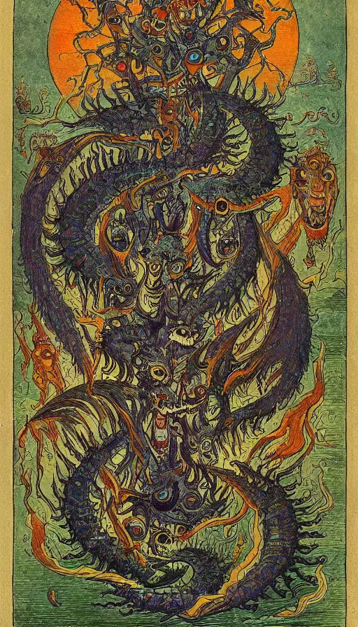 Prompt: a storm vortex made of many demonic eyes and teeth, by ivan bilibin,