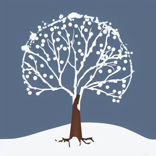 Image similar to handmade winter tree illustration flat minimal rustic in the style of ‘ laura horn ’