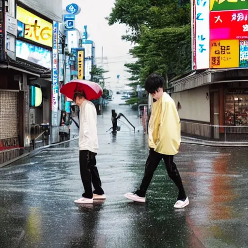 Image similar to Milly rock in Japan, piss rain, 4k