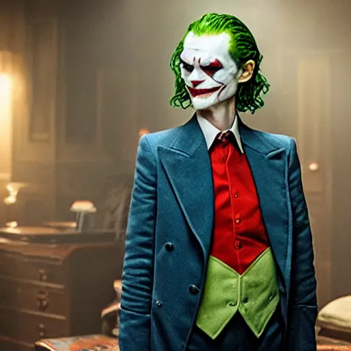 Image similar to film still of Tilda Swinton as joker in the new Joker movie