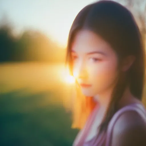 Image similar to beautiful hyperdetailed photograph of a cute young woman, golden hour, soft focus, medium shot, 8 k, portra 4 0 0