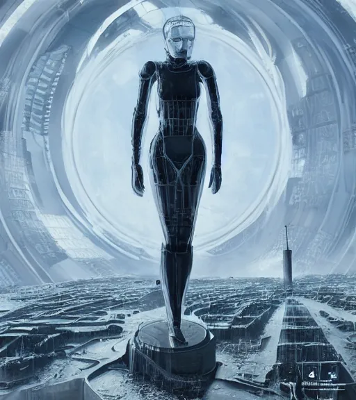 Image similar to tarkovsky greatest scene, aura of the ancient destroyed majestic tower of babylon, woman in gantz suit, futuristic cyber clothing, transparent puffer jacket, hyperealistic, blockchain, cyber world, ambient lighting, concept art, intricate, hyper detailed, smooth, dynamic volumetric lighting, octane, ray trace, cinematic, high quality, cgsociety