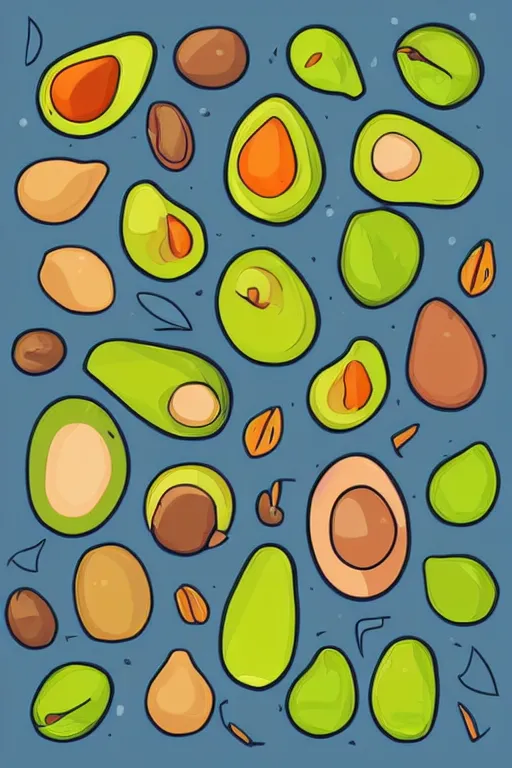 Image similar to Baby avocado, sticker, anthropomorphic, colorful, fantasy, artstation, illustration, highly detailed, simple, smooth and clean vector curves, no jagged lines, vector art, smooth