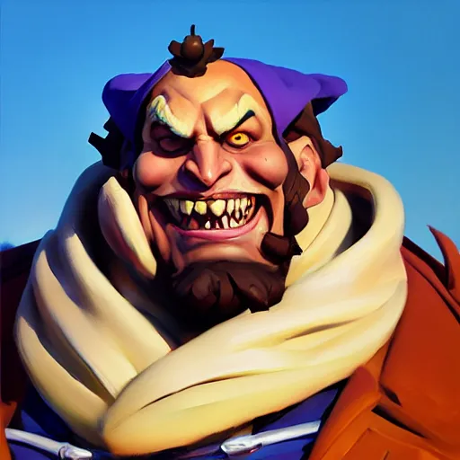 Image similar to Greg Manchess portrait painting of LeChuck as Overwatch character, medium shot, asymmetrical, profile picture, Organic Painting, sunny day, Matte Painting, bold shapes, hard edges, street art, trending on artstation, by Huang Guangjian and Gil Elvgren and Sachin Teng