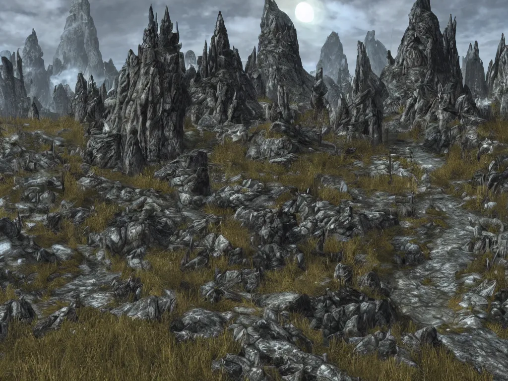 Prompt: beautiful landscape of skyrim, wizard tower