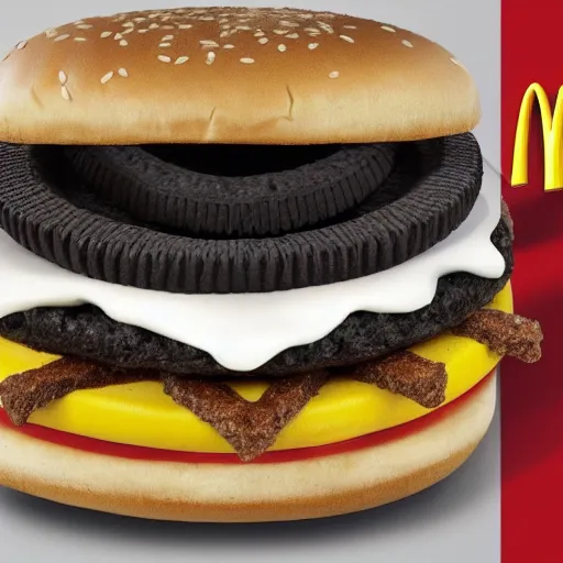 Prompt: New Mcdonalds burger the Big MacOreo - A big mag but with oreo crackers instead of a bun