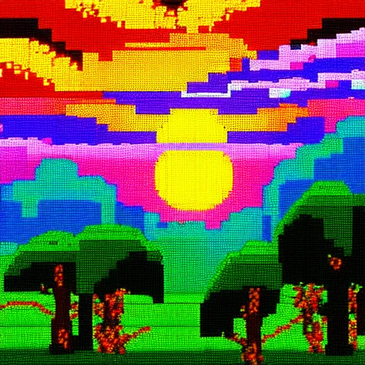 Prompt: pixel art of a sunset