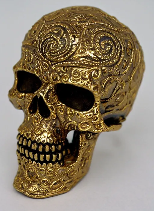 Image similar to ornate gold skull realistic 3 d covered in jewels antique