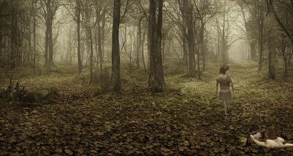 Image similar to Enchanted and magic forest, by gregory crewdson