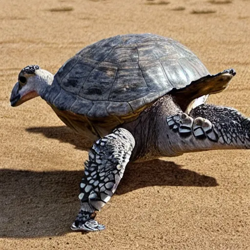 Prompt: a cross hybrid between ostrich and turtle