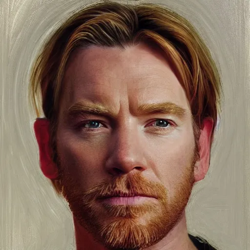 Image similar to portrait of ewan mcgregor, highly detailed painting by john william waterhouse 8 k