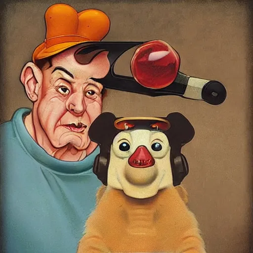 Prompt: “ren and stimpy in the style of Norman Rockwell”