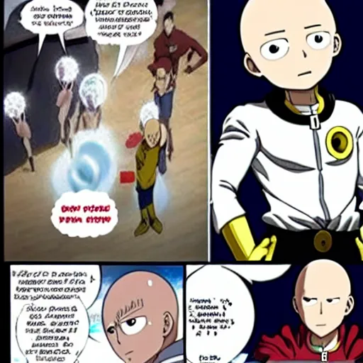 Prompt: saitama one punch man cooking french baguette