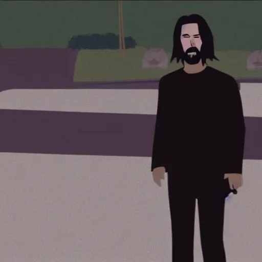 Image similar to a frame of Keanu Reeves in South Park