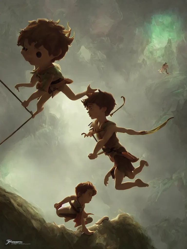 Prompt: peter pan, by disney concept artists, blunt borders, golden ratio, beautiful light