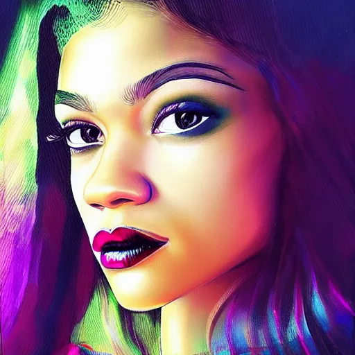 Image similar to “Zendaya, beautiful, like Harley Quinn, highly detailed, photorealistic portrait”