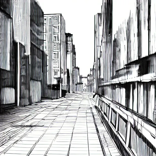 Prompt: deserted city manga style detailed