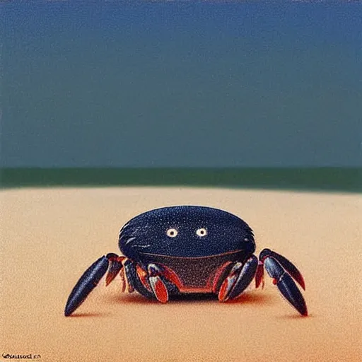 Image similar to A cute smiling crab on the beach, cute digital art by Quint Buchholz