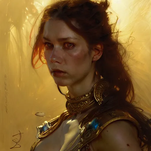 Image similar to highly detailed portrait of a d & d female protagonist. art by donato giancola, eugene delacroix, ruan jia, carl larsson, peter mohrbacher. trending on artstation, intricate details, energetic composition, golden ratio, concept art, illustration, elegant art, global illumination