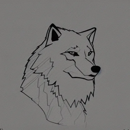 Image similar to wolf template base sketch, sideways view, simple, no color, high quality, HD, 8K