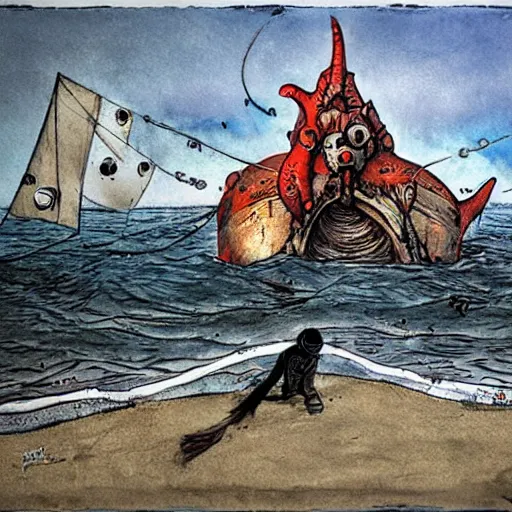 Image similar to monster in the sea by enki bilal