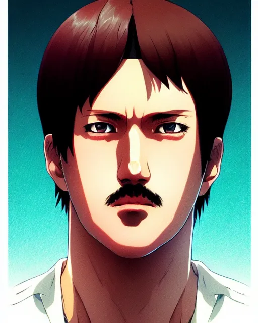 Image similar to portrait Anime guy as Lukashenko. fine-face, pretty face, realistic shaded Perfect face, fine details. Anime. realistic shaded lighting by Ilya Kuvshinov katsuhiro otomo ghost-in-the-shell, magali villeneuve, artgerm, rutkowski, WLOP Jeremy Lipkin and Giuseppe Dangelico Pino and Michael Garmash and Rob Rey in official suit