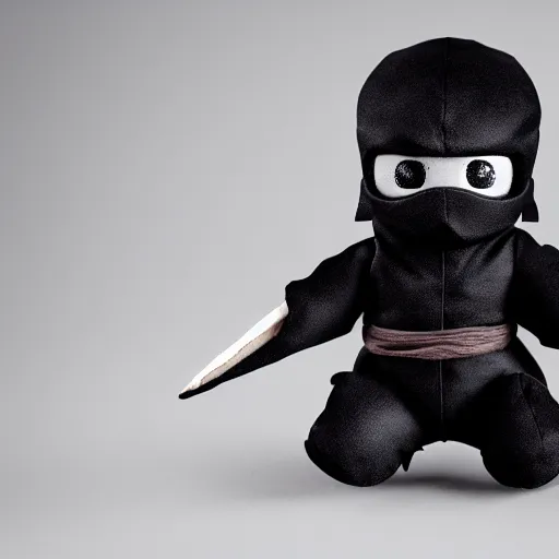 Prompt: cute fumo plush of a shadow ninja boy made from vantablack, vray