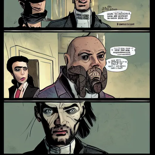 Image similar to preacher comic in the style of dishonored 2