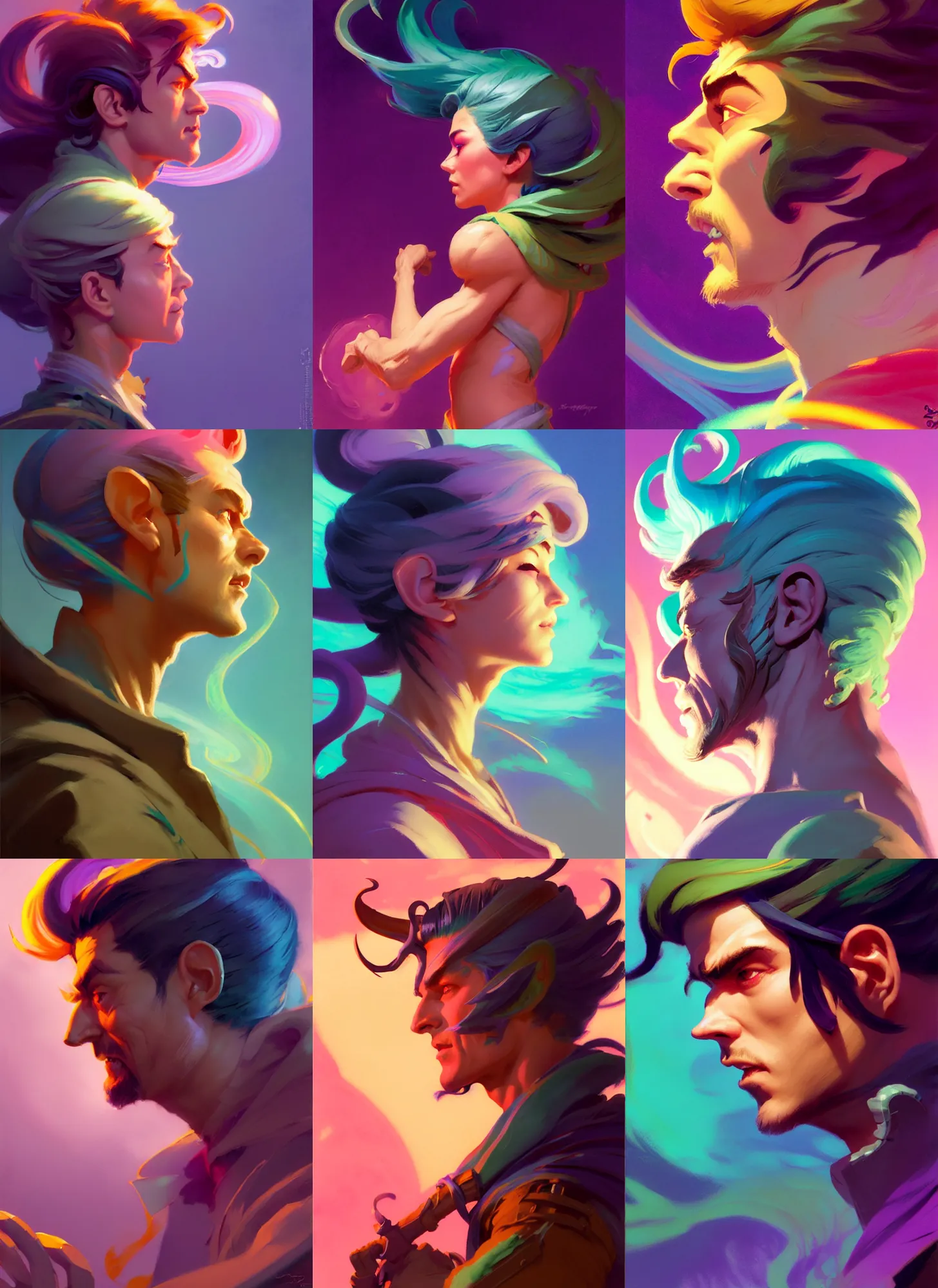 Prompt: side profile, male gremlin! rogue, gloomhaven, luminescent, colorful swirly magic ripples, pastel colors, by greg manchess, huang guangjian, gil elvgren, sachin teng, greg rutkowski, jesper ejsing, ilya kuvshinov