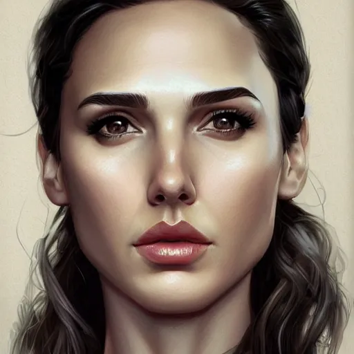 Image similar to portrait of gal gadot by charlie bowater