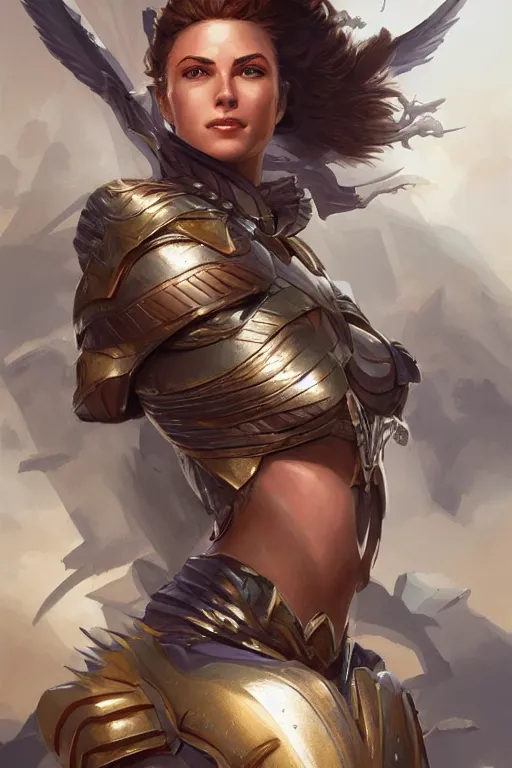 Image similar to amazon valkyrie athena, d & d, fantasy, portrait, highly detailed, headshot, digital painting, trending on artstation, concept art, sharp focus, illustration, art by artgerm and greg rutkowski and magali villeneuve