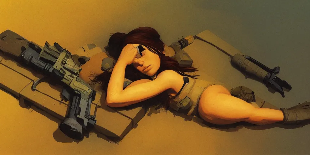 Image similar to Lara Croft sleeping, Dan McPharlin, Ralph McQuarrie