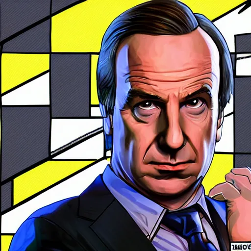 Image similar to Saul Goodman from Better Call Saul as a GTA character portrait, Grand Theft Auto, GTA cover art