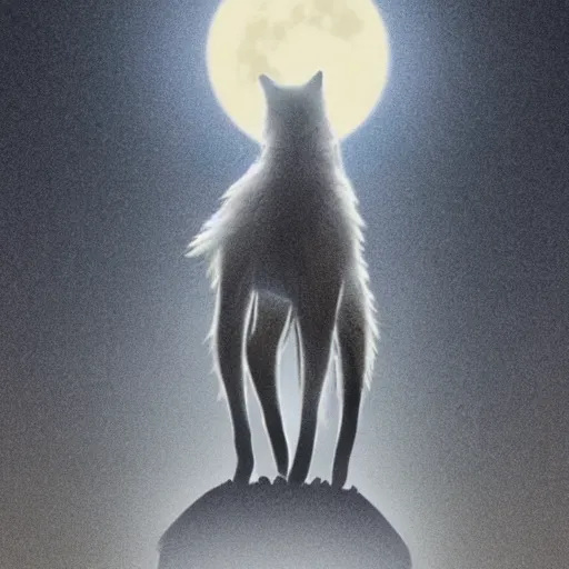 Prompt: wearwolf, tall, begging for a bowl of flour, at night full moon
