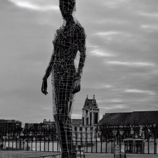 Prompt: emma watson, statue, chrome, reflect, wireframe, photograph