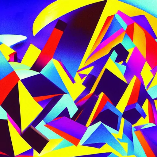 Image similar to a beautiful landscape in a Cubo-Futurism style, digital art